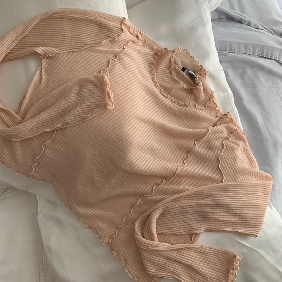 Coral See Through Long Sleeve Top - Picture 2 of 4